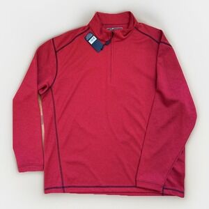 Pebble Beach Pullover Mens Large Red Quarter Zip Performance Golf Mock Neck